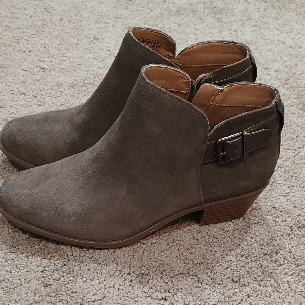 Vionic Taupe Ankle Booties with Buckle